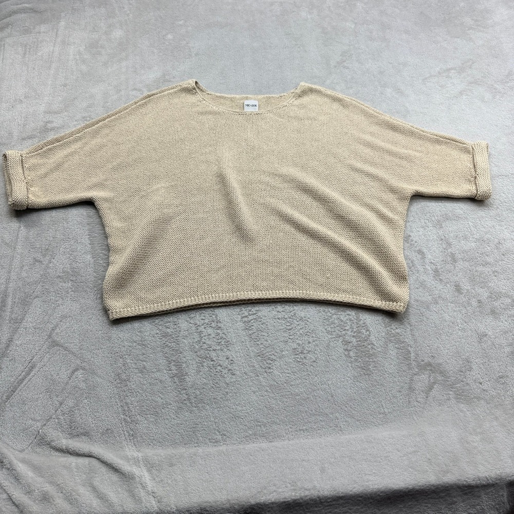 NIC+ZOE Sweater Women XXL Latte Beige‎ Dolman Short Sleeve Knit Coastal Grandma